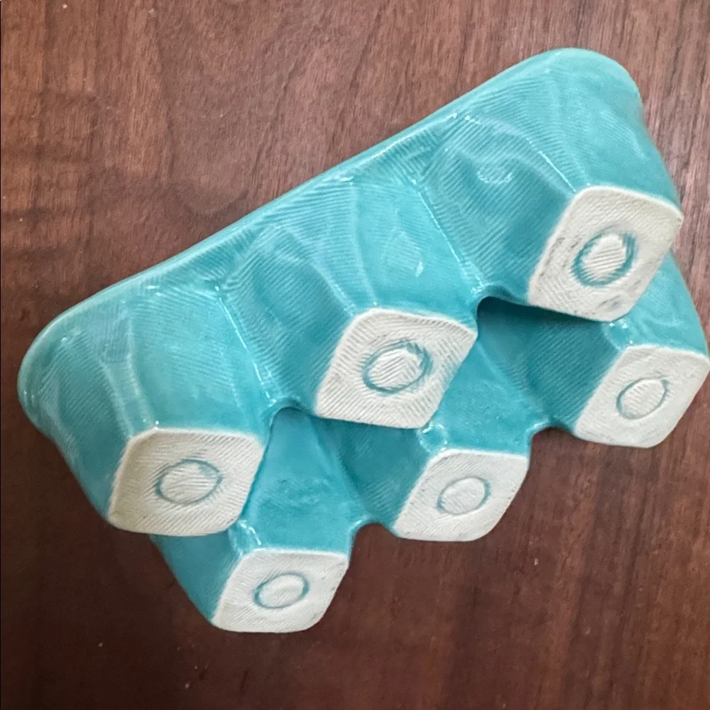 ANTHROPOLOGIE biscuit HALF-DOZEN 6 EGG CRATE TURQUOISE Blue STONEWARE #25442534